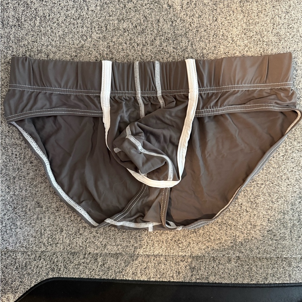 Real Men Apparel Gray Briefs with White Trim Medium